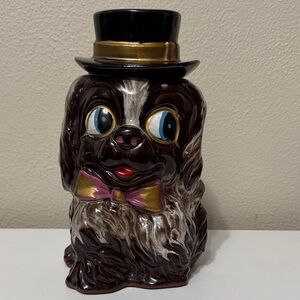 Vtg Mid Century Made in Japan Pottery Spaniel Dog Coin Piggy Bank Kitschy Decor